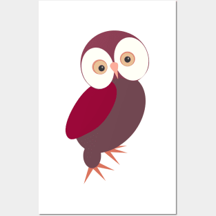 Funny pink owl with big eyes Posters and Art